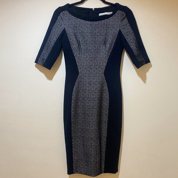Karen Millen Textured Panel Seam Short Sleeve Pencil Dress - Size 4 - Picture 6 of 16